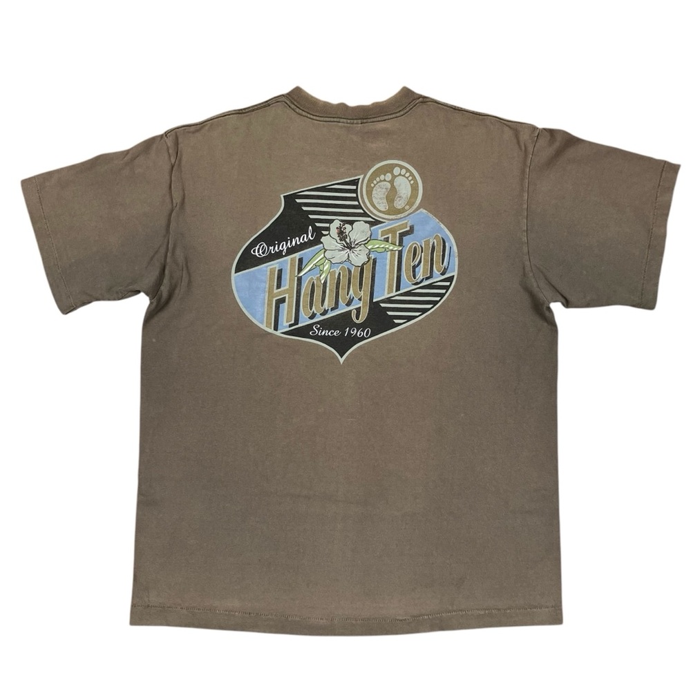 Vintage 70s Hang Ten Distressed & Faded Green Single Stitch T Shirt USA Made